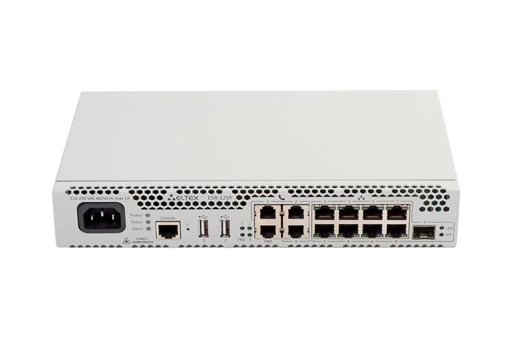 ESR-12VF | Маршрутизатор Eltex 8 портов 1G, 1х1G (SFP), 3хFXS, 1хFXO, Firewall Perfomance 0,62 Гбит/с
