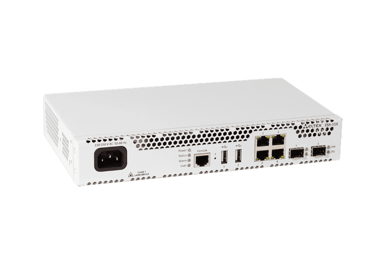 ESR-15R | Маршрутизатор Eltex 4 порта 1G, 2х1G (SFP), Firewall Perfomance 0,56 Гбит/с
