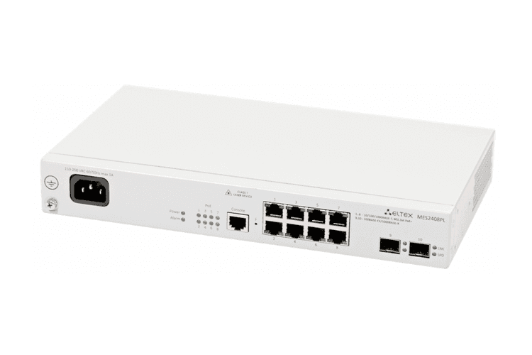 MES2408PL | Коммутатор Eltex 8 портов 1G PoE/PoE+, 2 порта 1G (SFP)