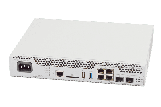 ESR-20 | Маршрутизатор Eltex 2 порта 1G, 2 combo-порта 1G, Firewall Perfomance 1,8 Гбит/с