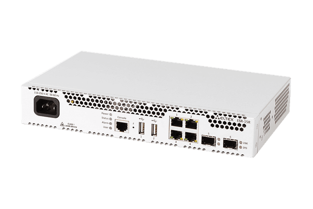 ESR-15R FSTEC | Межсетевой экран Eltex 4 порта 1G, 2 порта 1G SFP, Firewall Perfomance 558,7 Мбит/с, ФСТЭК А4