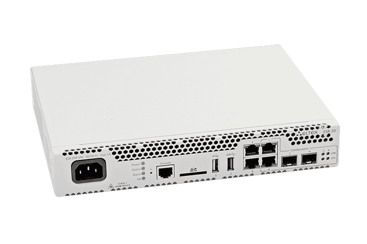 ESR-20 FSTEC | Межсетевой экран Eltex 2 порта 1G, 2 combo-порта 1G, Firewall Perfomance 1,8 Гбит/с, ФСТЭК А4