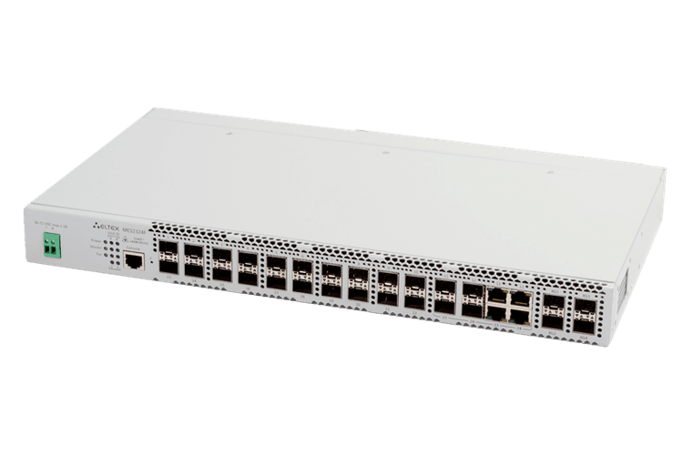MES2324F DC | Коммутатор Eltex 20 портов 1G (SFP), 4 combo-порта 1G, 4 порта 10G (SFP+)