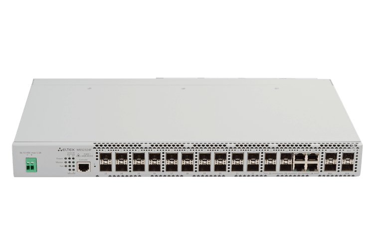 MES2324F DC | Коммутатор Eltex 20 портов 1G (SFP), 4 combo-порта 1G, 4 порта 10G (SFP+)