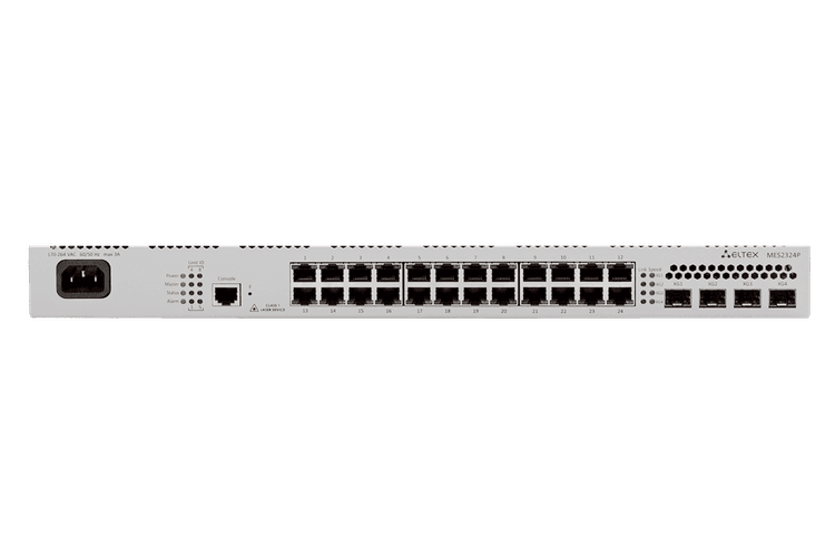 MES2324P | Коммутатор Eltex 24 порта 1G PoE/PoE+, 4 порта 10G (SFP+)