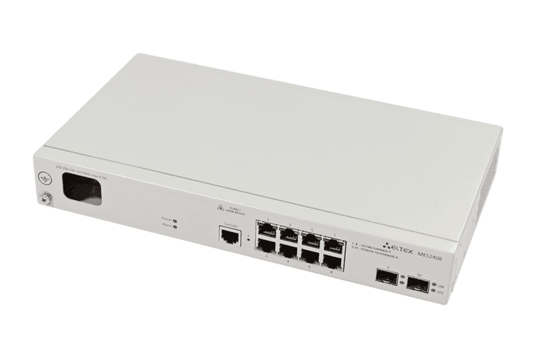 MES2408B | Коммутатор Eltex 8 портов 1G, 2 порта 1G (SFP), АКБ разъёмы