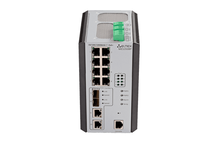 MES3508P | Промышленный коммутатор Eltex 8 портов 1G PoE/PoE+, 2 combo-порта 1G