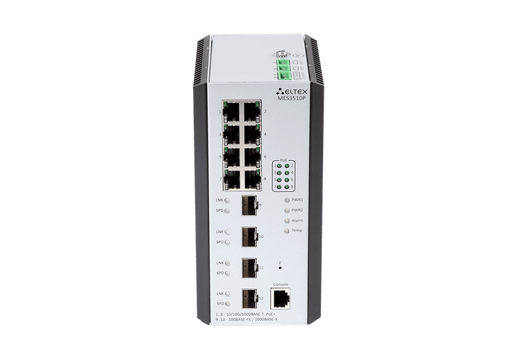 MES3510P | Промышленный коммутатор Eltex 8 портов 1G PoE/PoE+, 4 порта 1G (SFP)