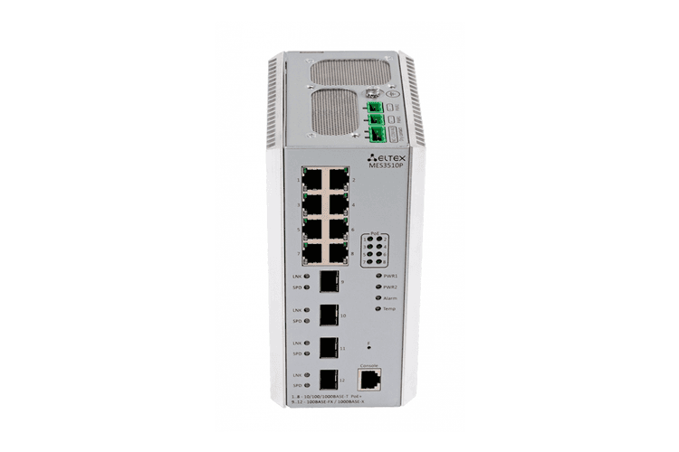 MES3510P | Промышленный коммутатор Eltex 8 портов 1G PoE/PoE+, 4 порта 1G (SFP)
