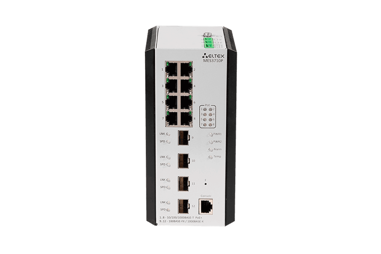 MES3710P | Промышленный коммутатор Eltex 8 портов 1G PoE/PoE+, 2 порта 1G (SFP)
