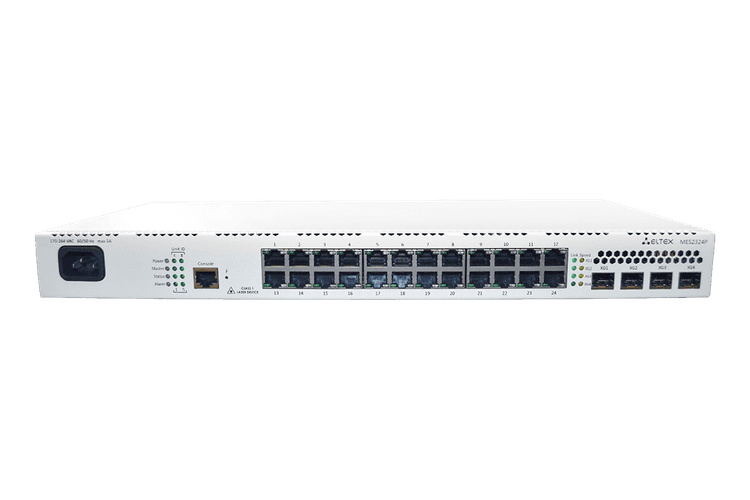 MES2324P | Коммутатор Eltex 24 порта 1G PoE/PoE+, 4 порта 10G (SFP+)